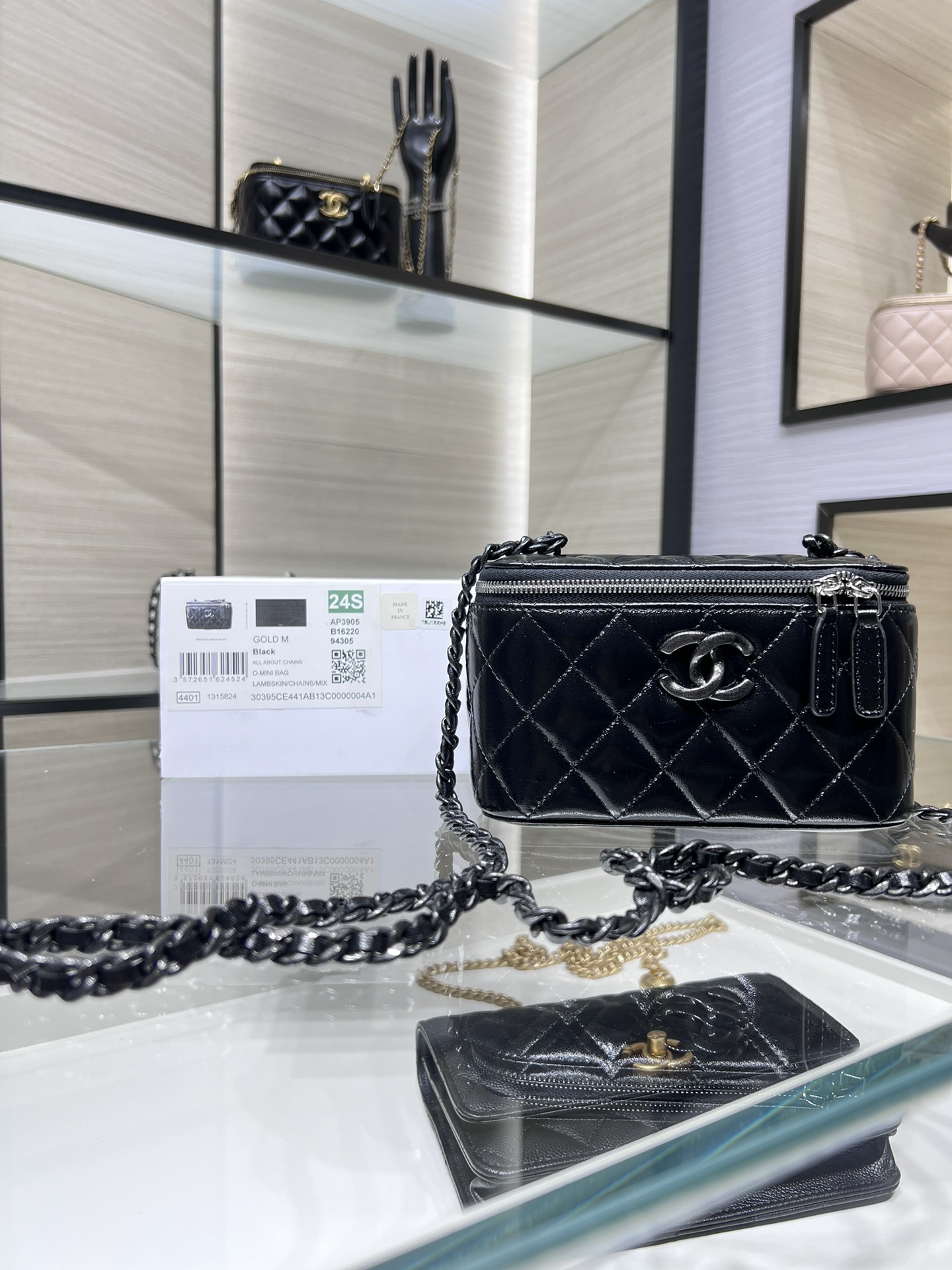 CHANEL 24s Rectangular Box Bag AP3905 Black Pearl Hardware