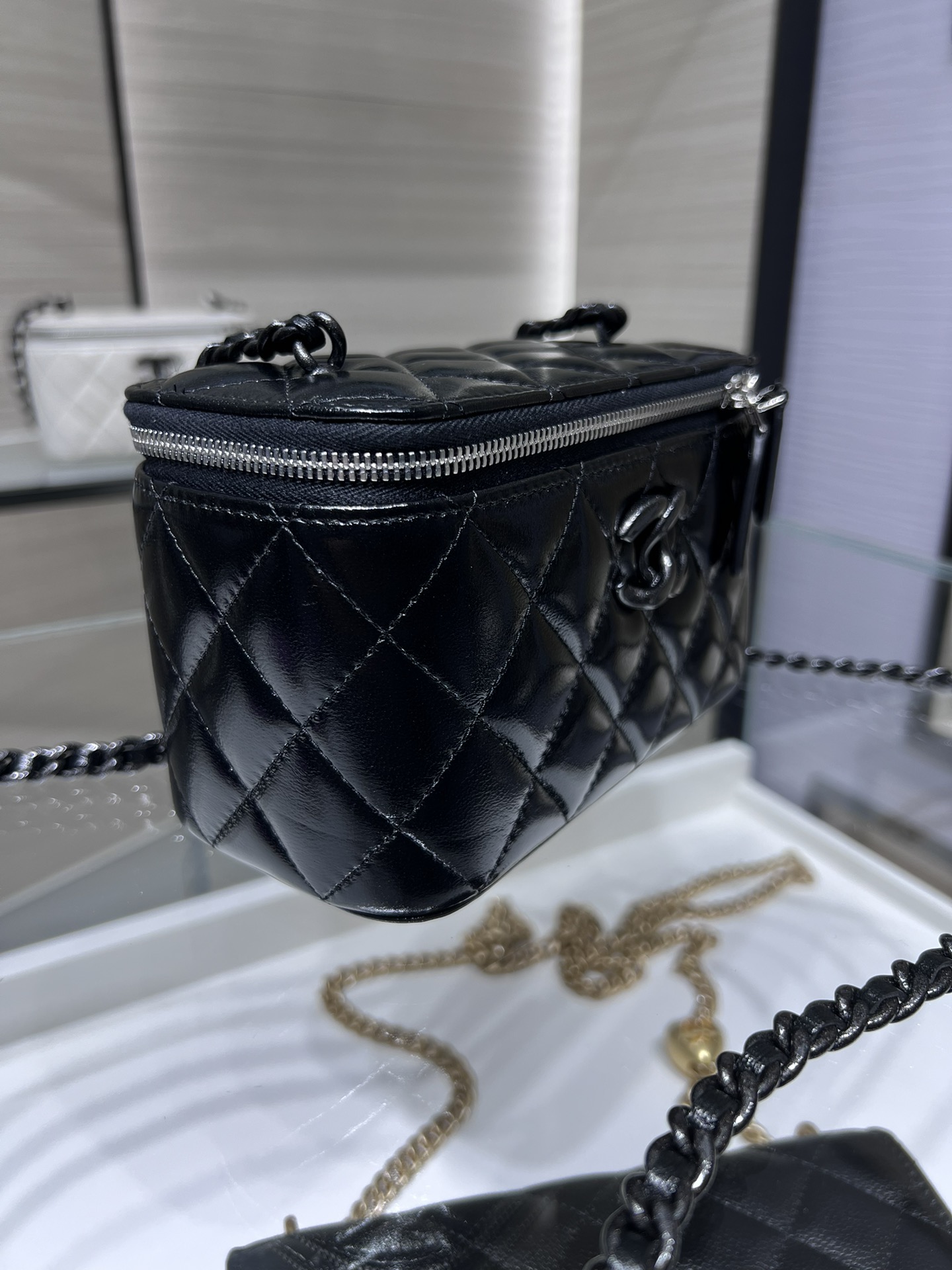 CHANEL 24s Rectangular Box Bag AP3905 Black Pearl Hardware