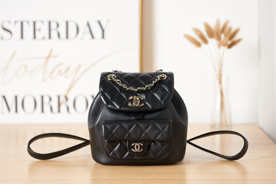 CHANEL 22K DUMA Small Backpack Bag AS2908 18x18x12cm