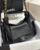 CHANEL Second-Hand Matt Leather Crossbody Bag 37x26x45