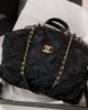 CHANEL 22P Black Nylon MAX Bowling Bag 25x46x28cm