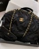 CHANEL 22P Black Nylon MAX Bowling Bag 25x46x28cm