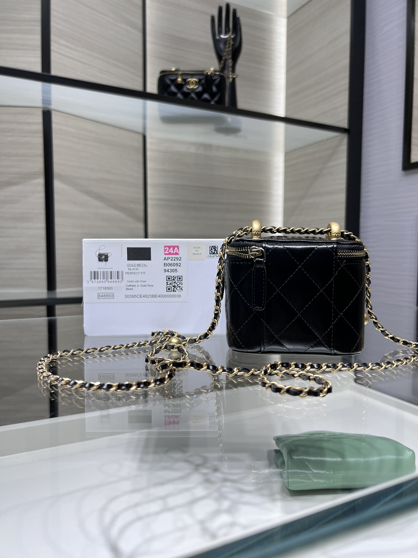 CHANEL Waxed Cowhide Double Gold Ball Box Bag AP2292