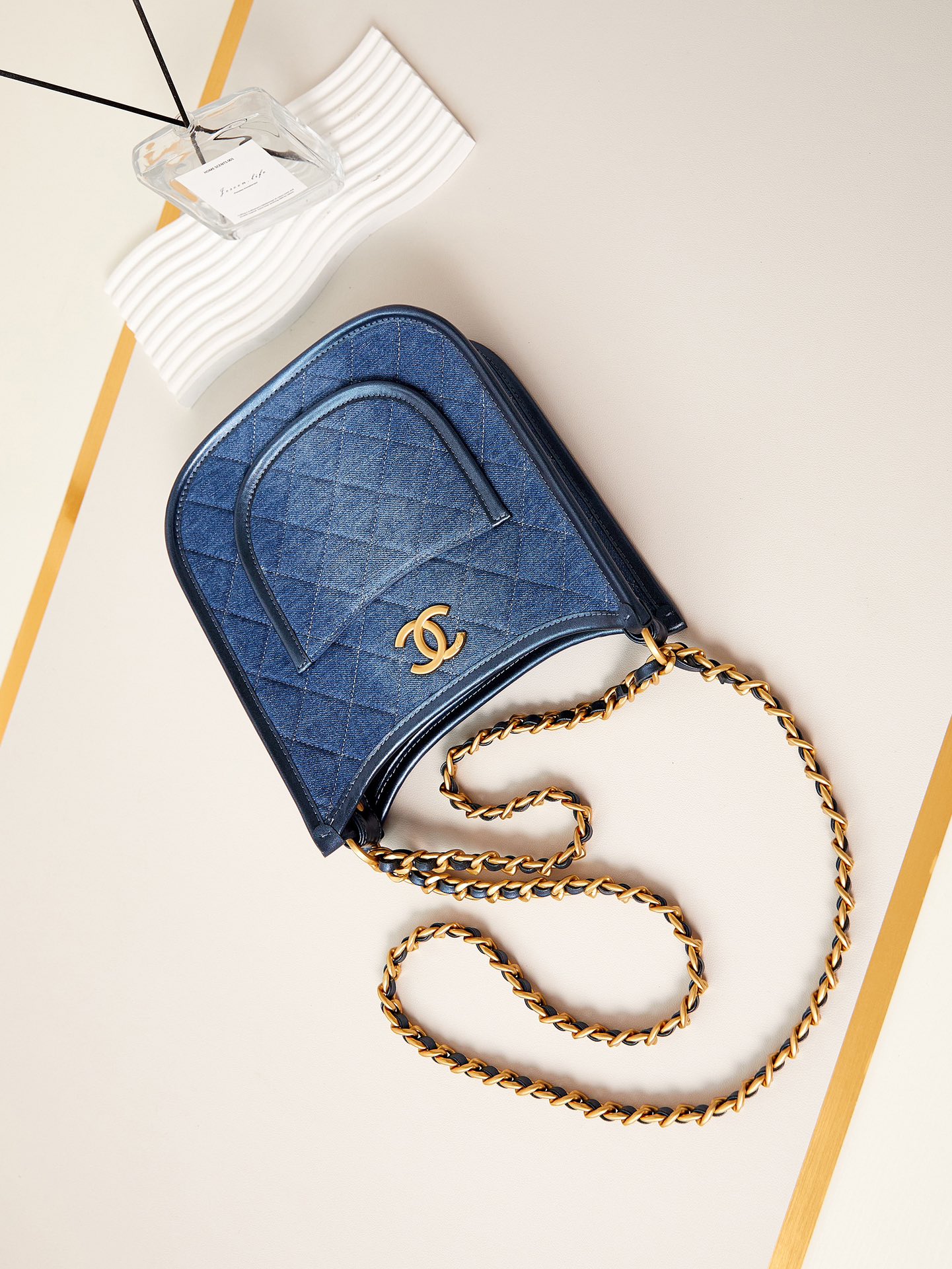 CHANEL 24S Denim Underarm Bag AS4532 24x22x6cm