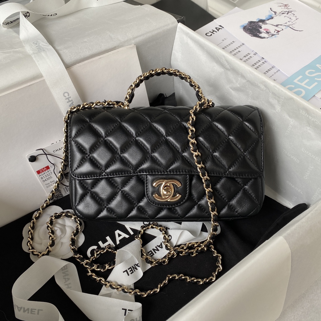 CHANEL 23A Diamond Handle CF Large Bag AS4141, 21cm