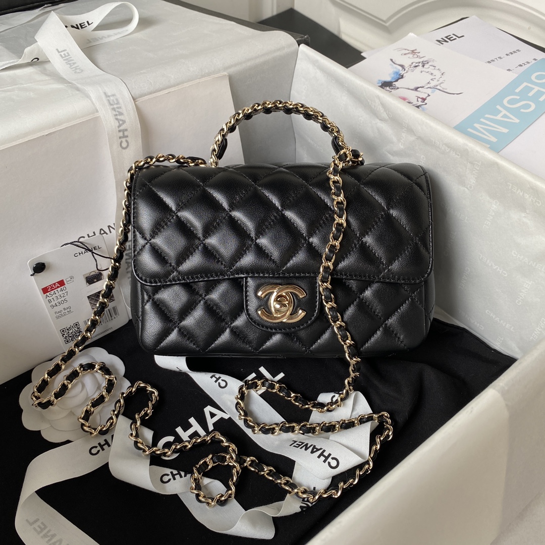 CHANEL 23A Diamond Handle CF Mini Bag AS4140, 18cm