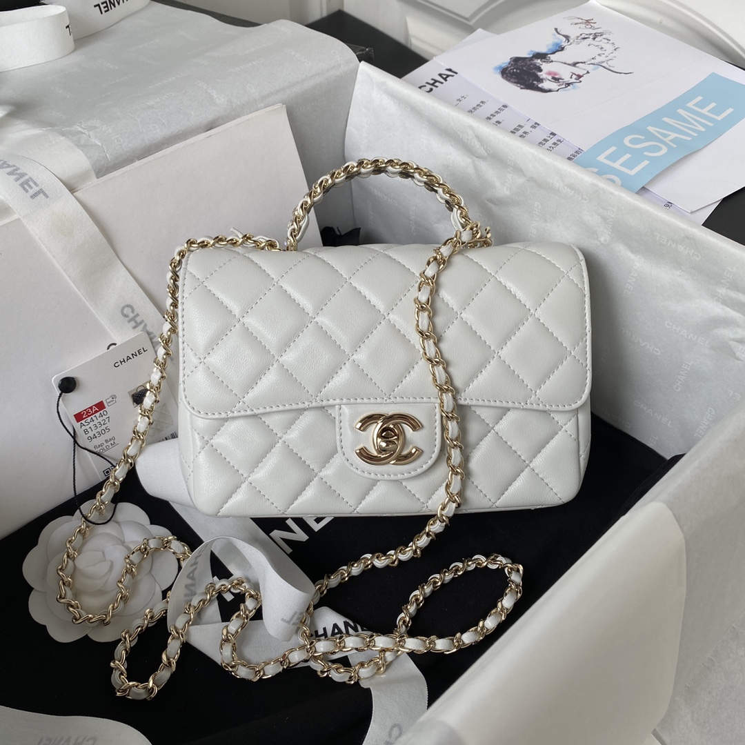 CHANEL 23A Diamond Handle CF Mini Bag AS4140, 18cm