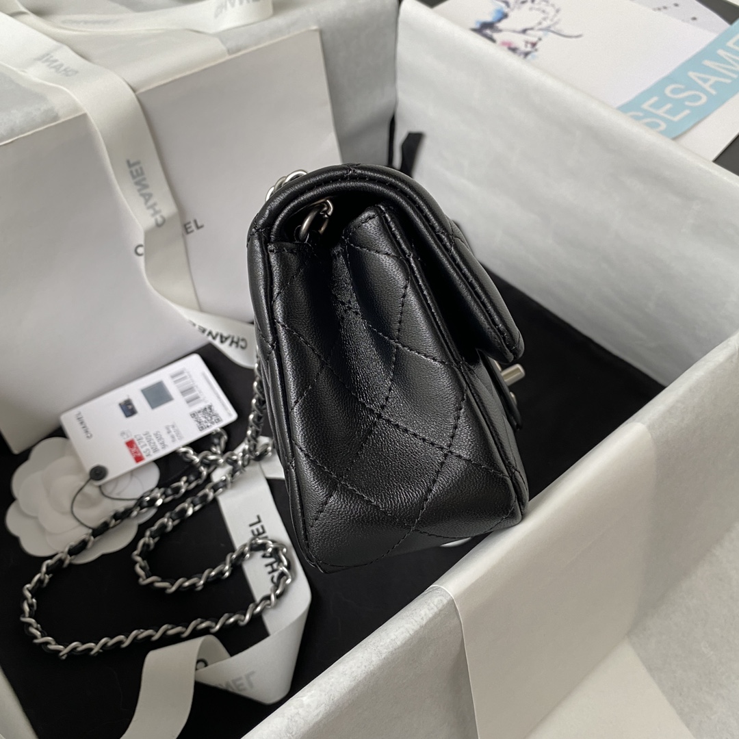 CHANEL 20cm CF Mini Flap Bag AS1787, Silver Ball Chain, 20cm