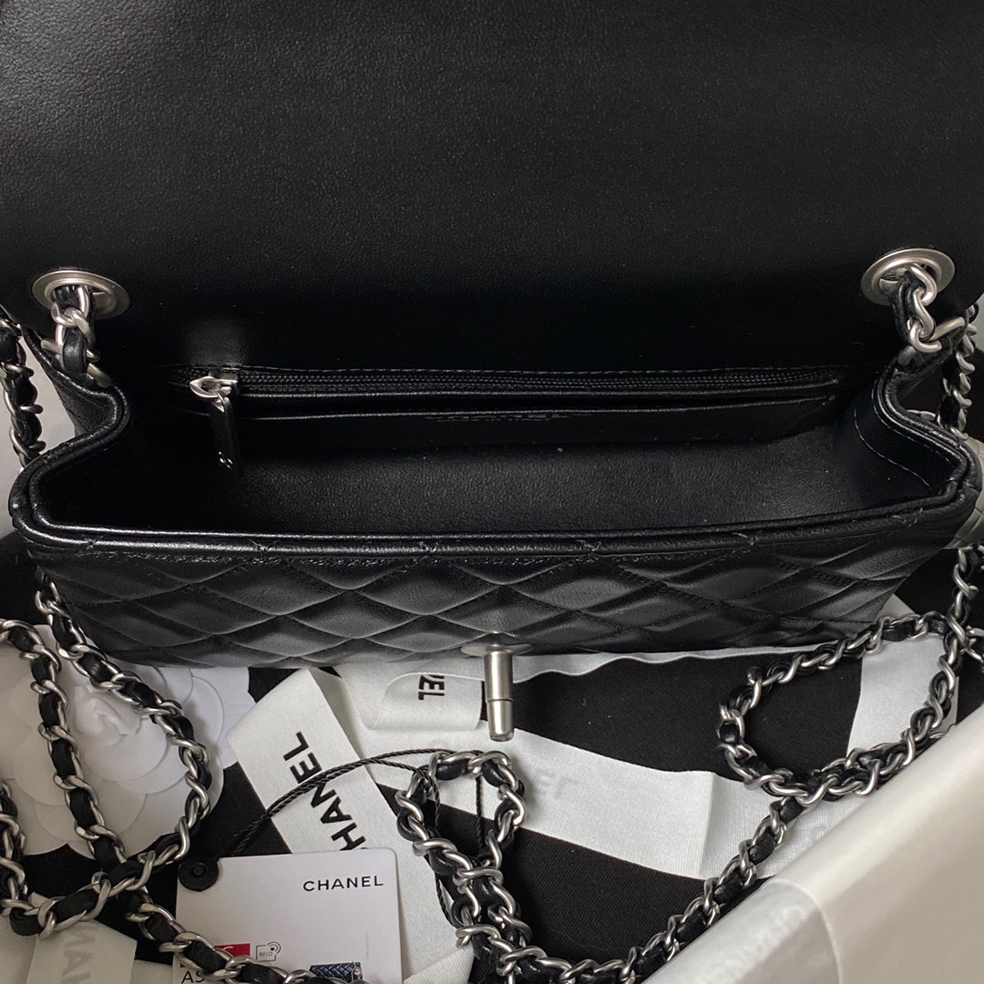 CHANEL 20cm CF Mini Flap Bag AS1787, Silver Ball Chain, 20cm