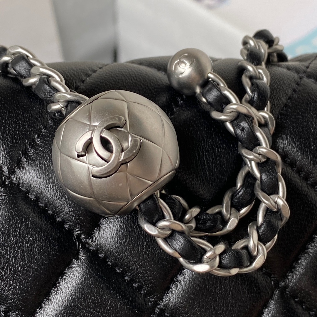 CHANEL 17cm CF Mini Flap Bag AS1786, Silver Ball Chain, 17cm