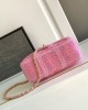 CHANEL 24P Large Pink Woolen Pearl Square Bag