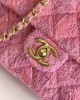 CHANEL 24P Large Pink Woolen Pearl Square Bag