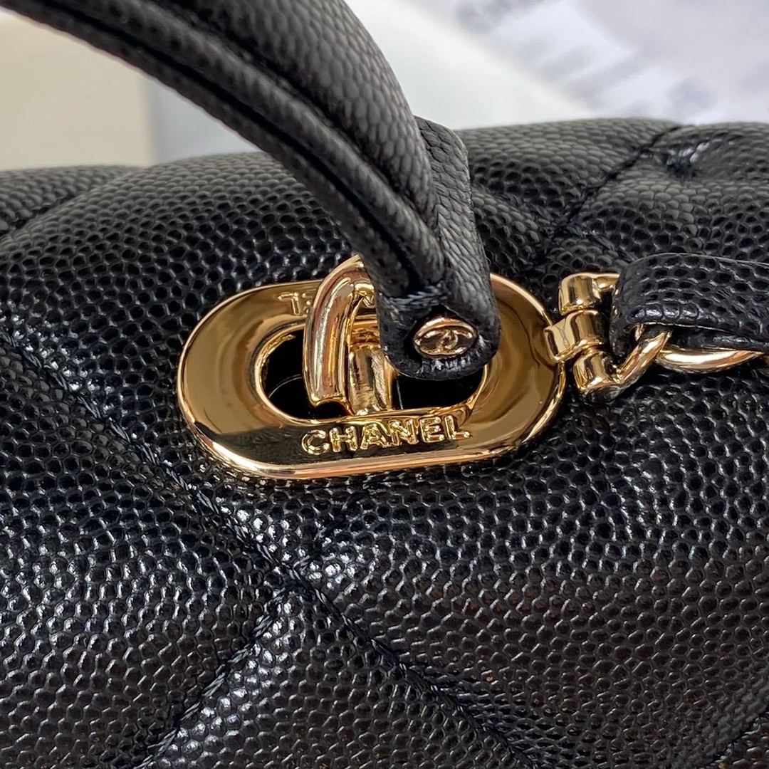 CHANEL 24p Lychee Leather Kelly Bag AS4711 16x21x9.5cm