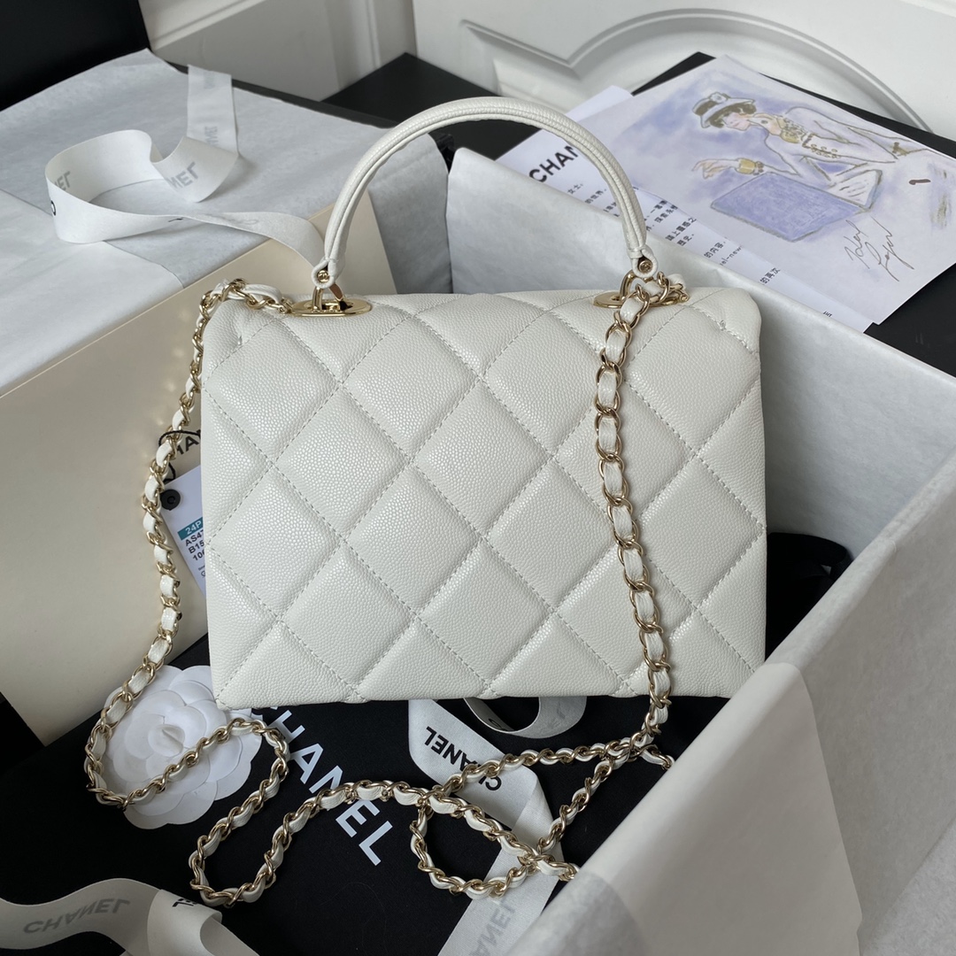 CHANEL 24p Lychee Leather Kelly Bag AS4711 16x21x9.5cm