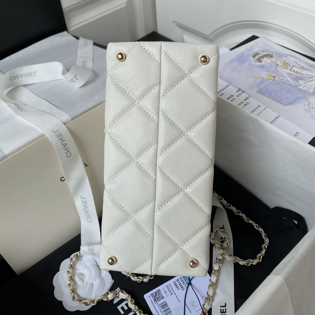 CHANEL 24p Lychee Leather Kelly Bag AS4711 16x21x9.5cm