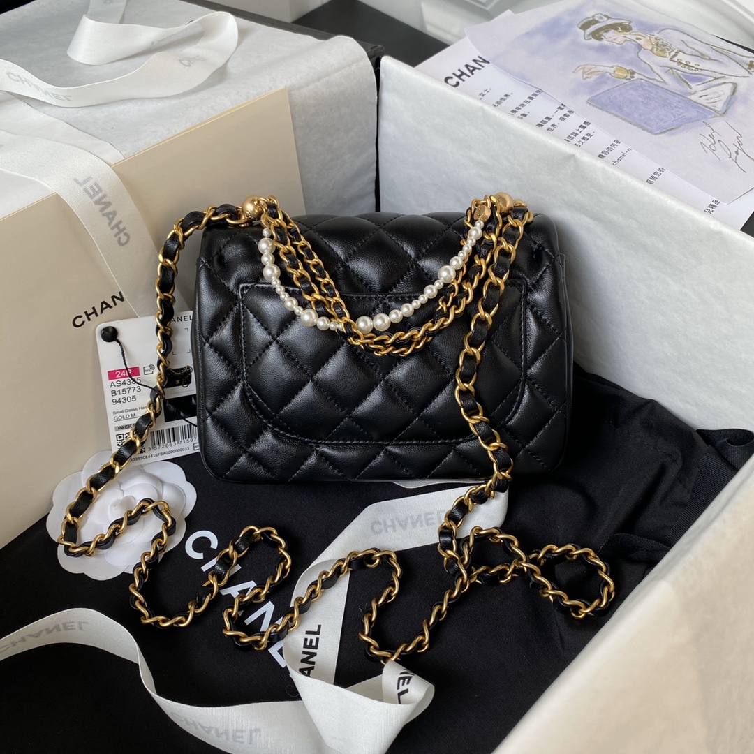 CHANEL 24P Pearl Chain Mini Bag AS4385 12.5x17x5cm