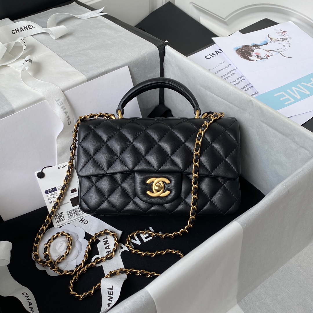 CHANEL Mini CF Handle Handbag AS2431 20x12x6cm