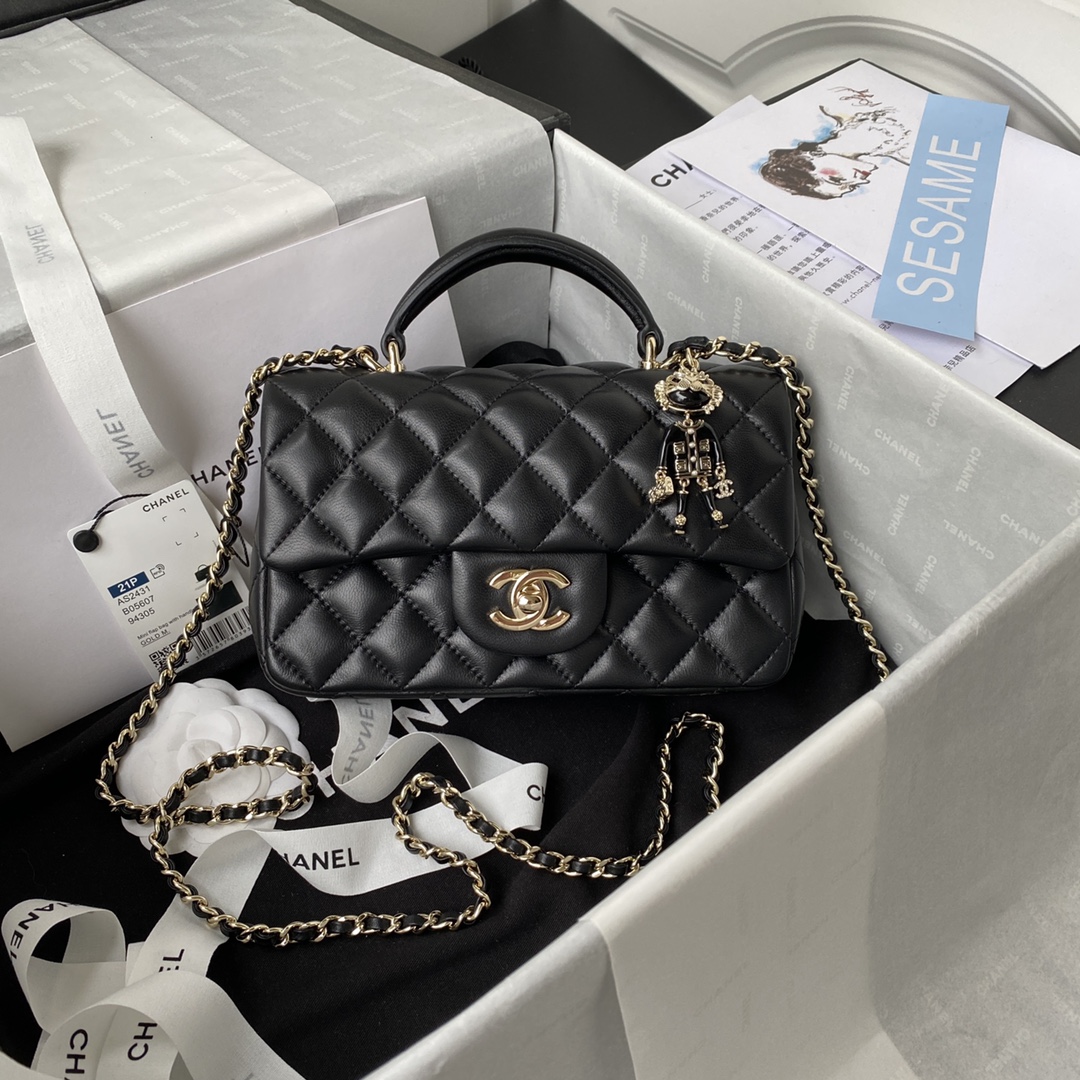 CHANEL Mini CF Handle Handbag AS2431 20x12x6cm