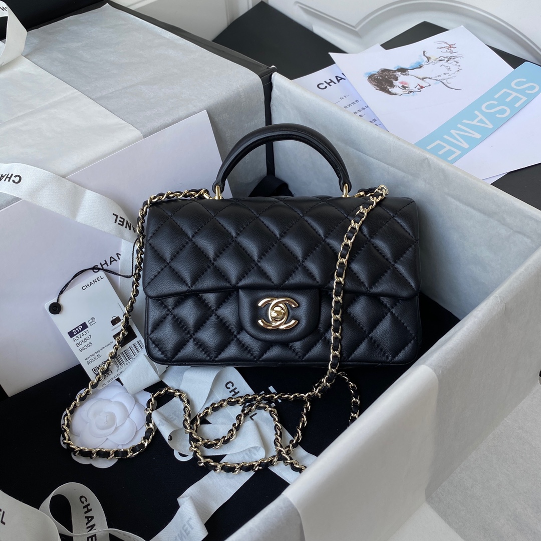 CHANEL Mini CF Handle Handbag AS2431 20x12x6cm