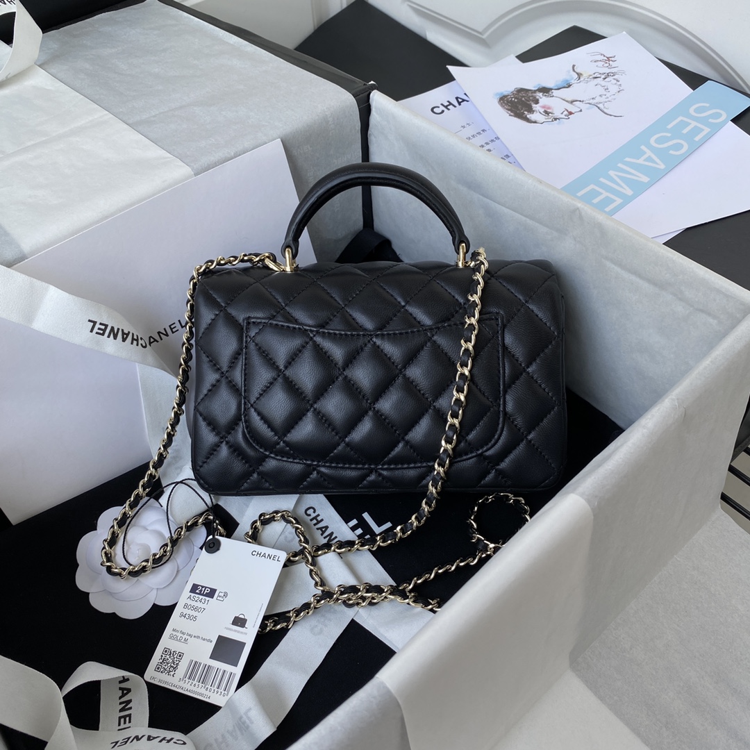 CHANEL Mini CF Handle Handbag AS2431 20x12x6cm