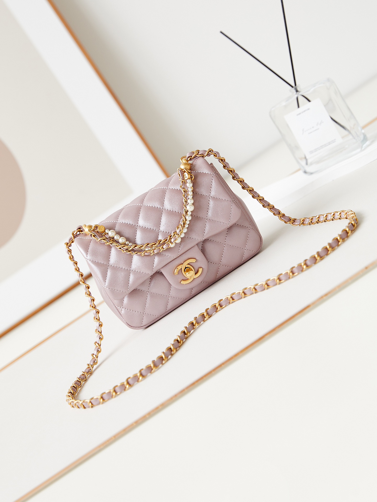 CHANEL 24P Pearl Square Fat T-Shirt Bag AS4385 12.5x17x5cm