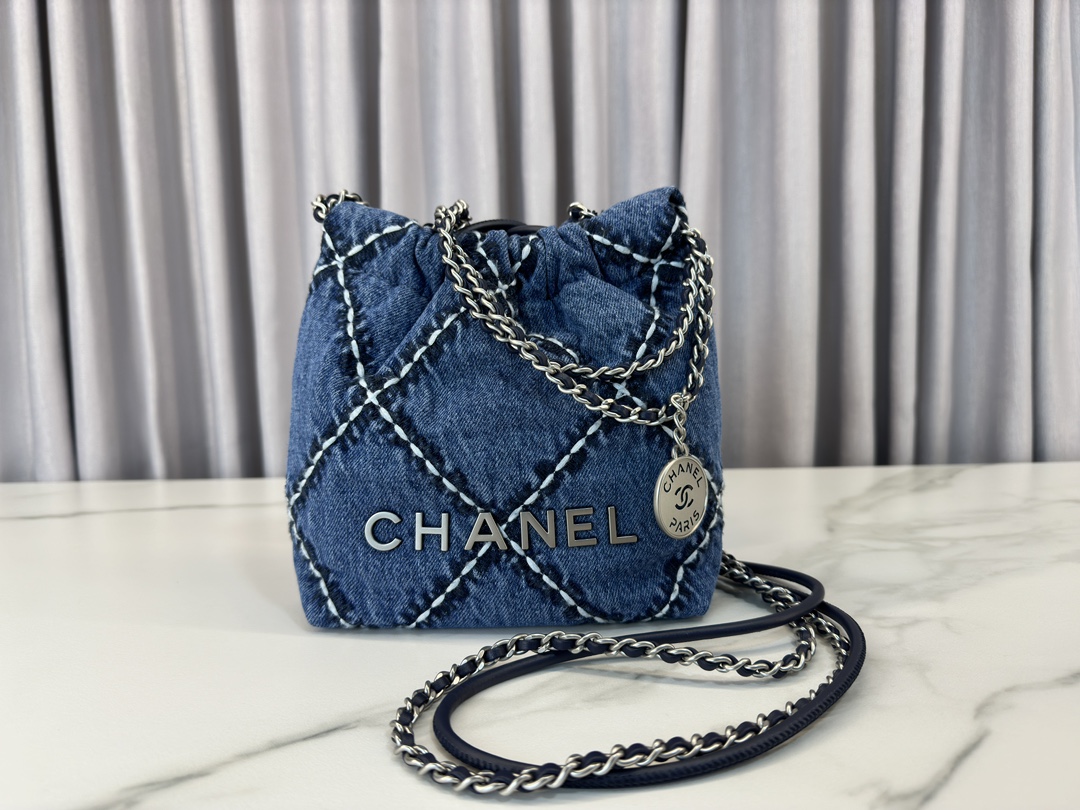 CHANEL 24P 22 Bag Mini Denim AS3980 19x20x6cm