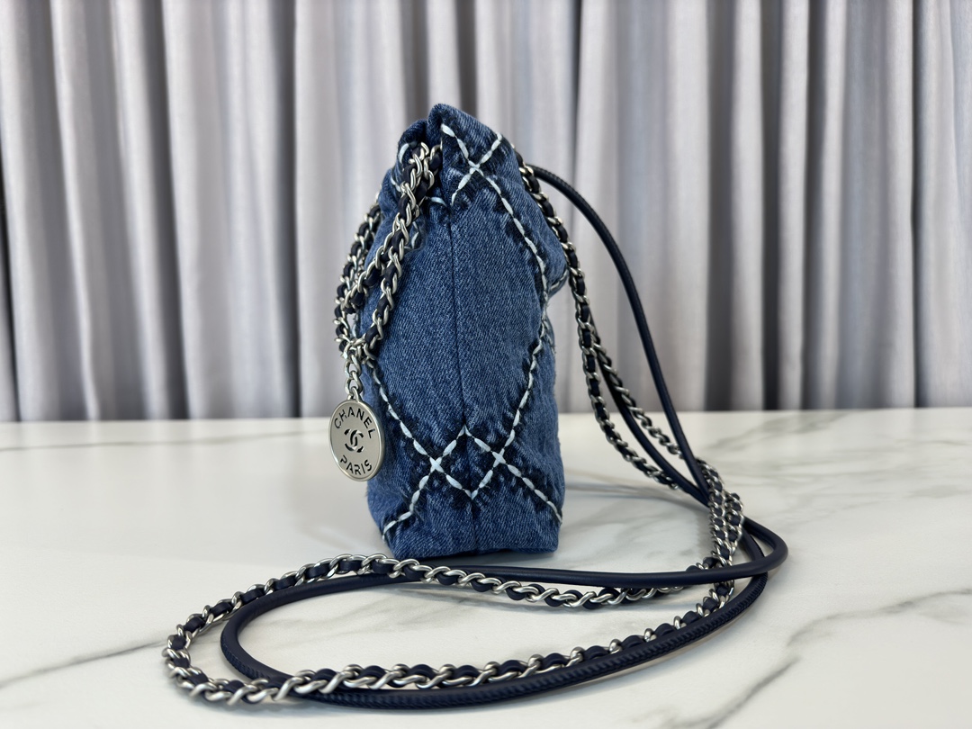 CHANEL 24P 22 Bag Mini Denim AS3980 19x20x6cm