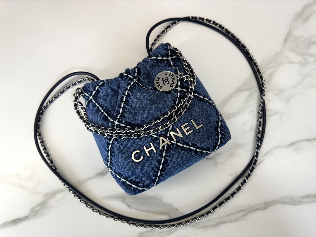 CHANEL 24P 22 Bag Mini Denim AS3980 19x20x6cm