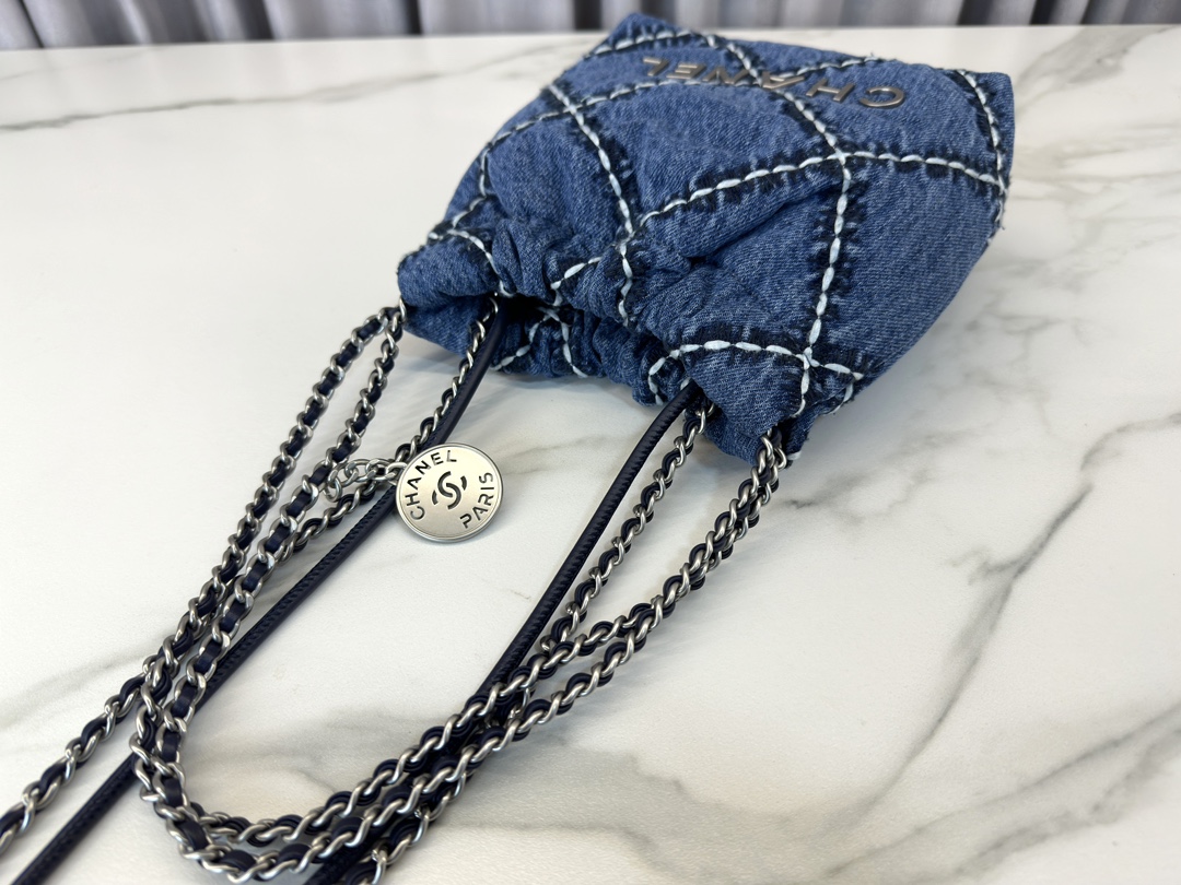 CHANEL 24P 22 Bag Mini Denim AS3980 19x20x6cm