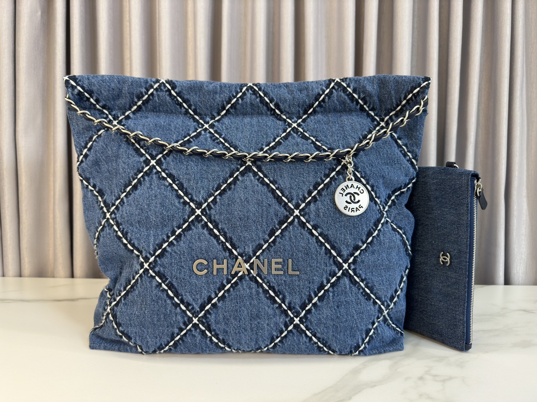 CHANEL 24P 22 Bag Denim Small AS3260 39x42x8cm