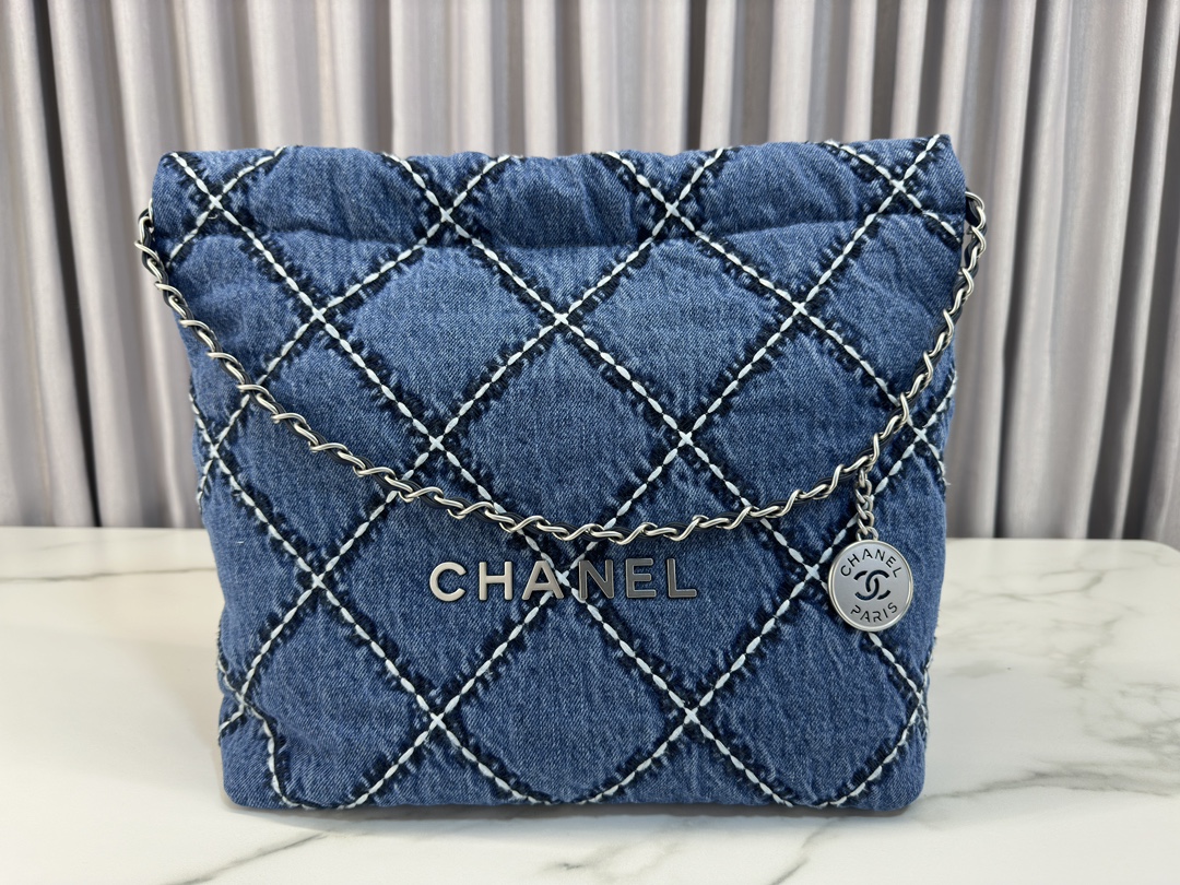 CHANEL 24P 22 Bag Denim Small AS3260 35x37x7cm