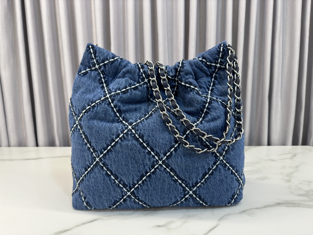 CHANEL 24P 22 Bag Denim Small AS3260 35x37x7cm