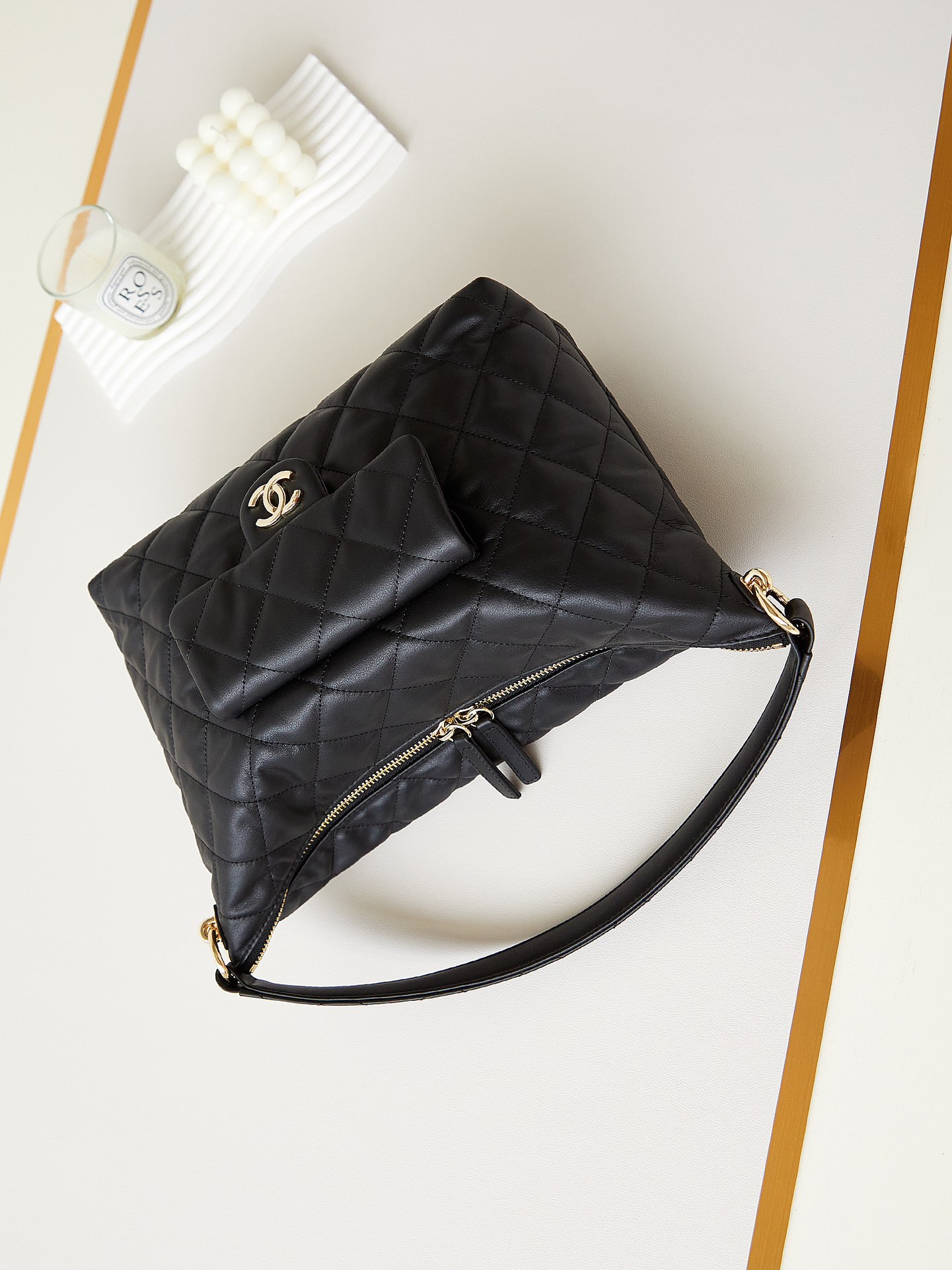 CHANEL 23B Hippie Hobo Calfskin Bag AS4347 22.5x28x13cm