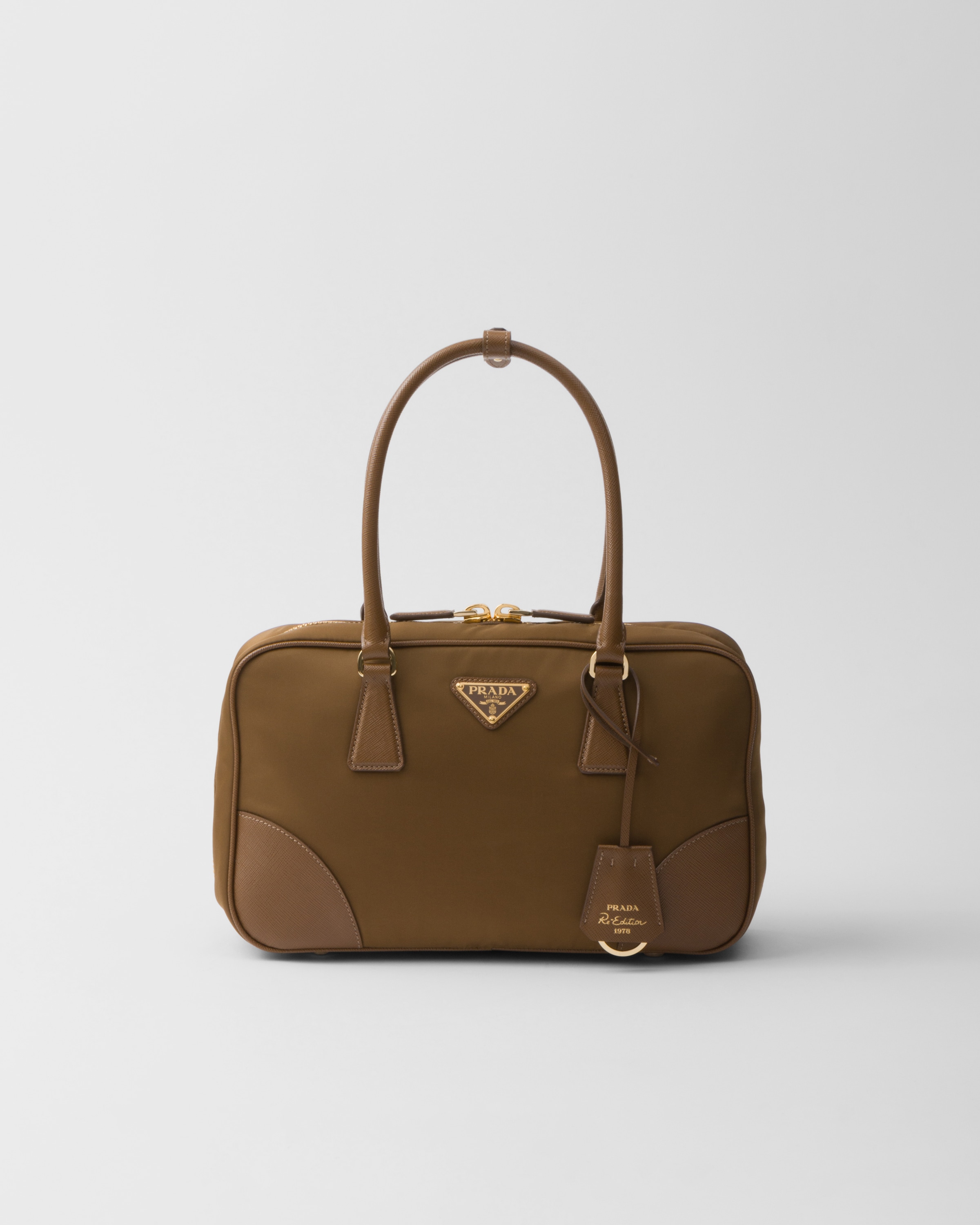 PRADA Re-Edition 1978 medium Re-Nylon and Saffiano leather two-handle bag 1BB115_R064_F0594_V_OOO