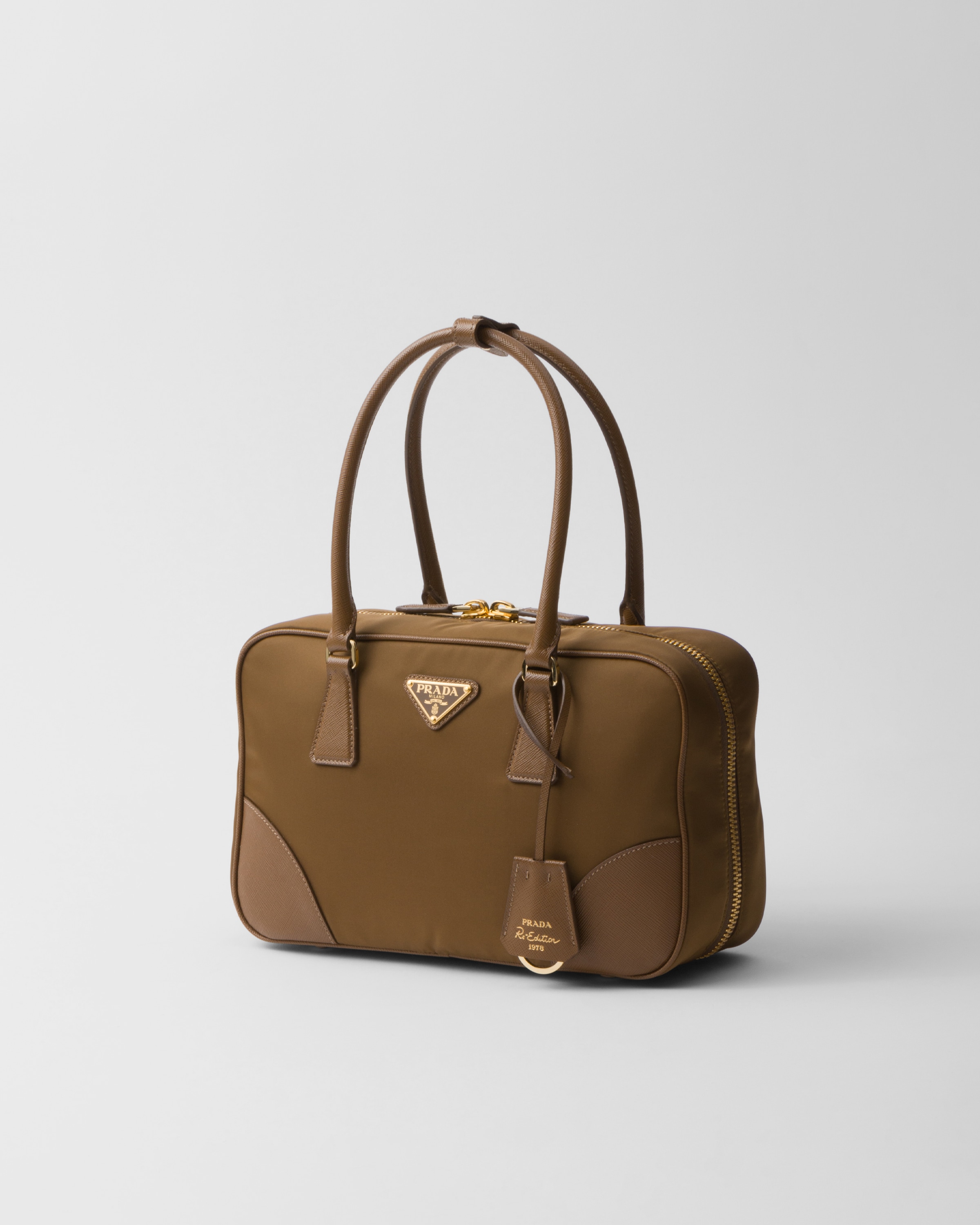 PRADA Re-Edition 1978 medium Re-Nylon and Saffiano leather two-handle bag 1BB115_R064_F0594_V_OOO