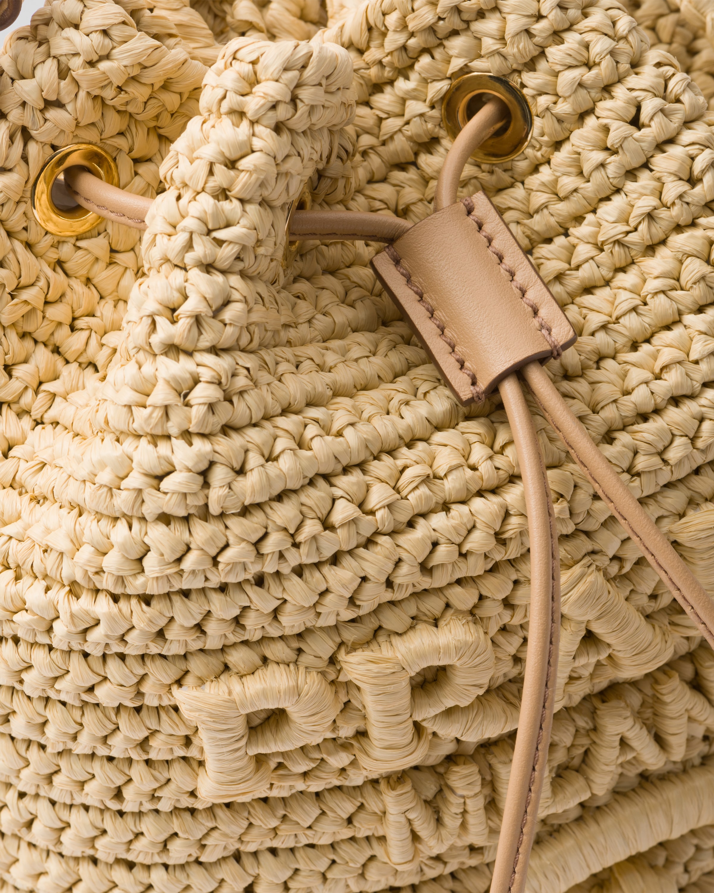 PRADA Crochet and leather mini-bucket bag 1BE068_2M2T_F0018_V_OUO