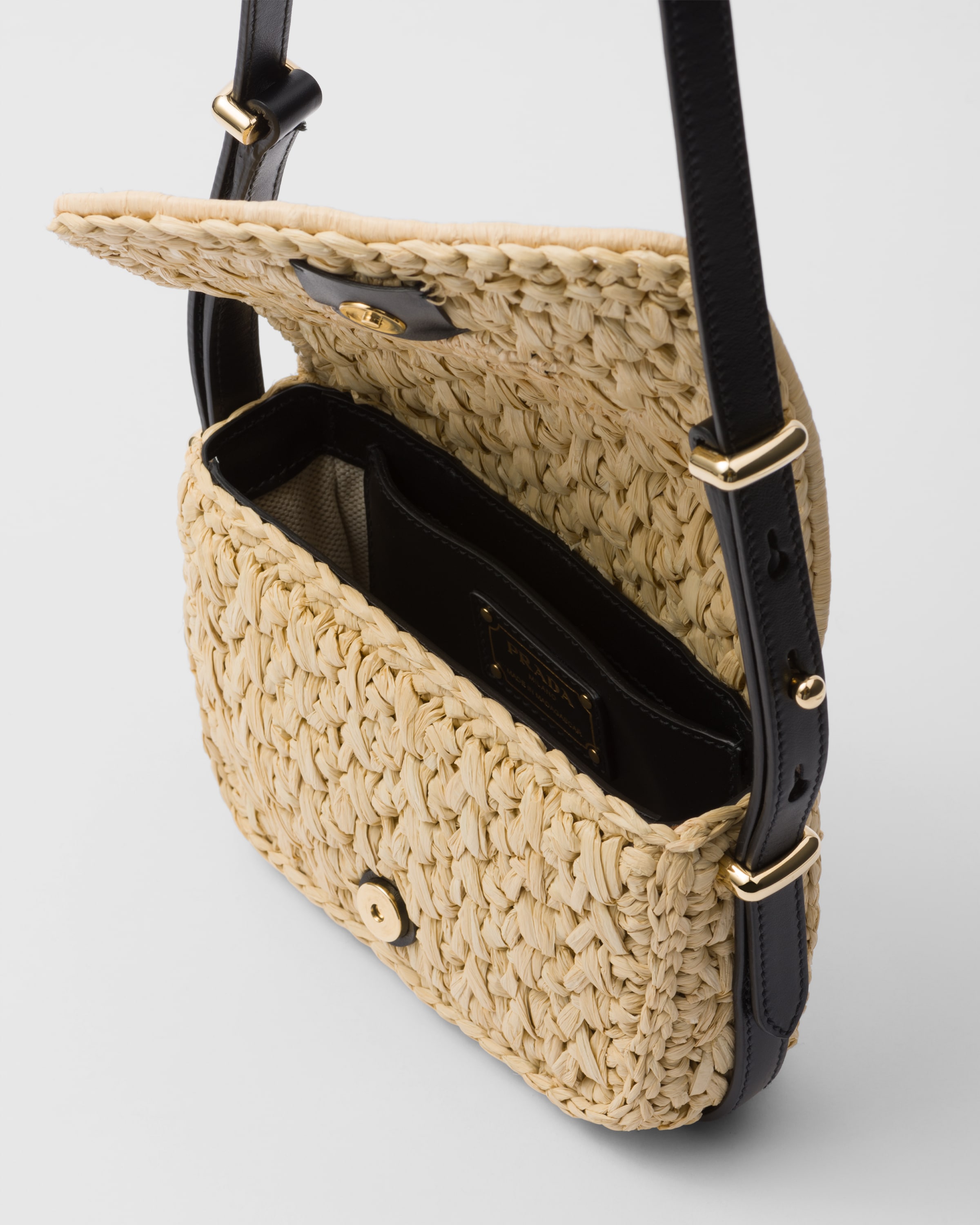 PRADA Crochet and leather shoulder bag 1BD362_2M2T_F0I55_V_OOB