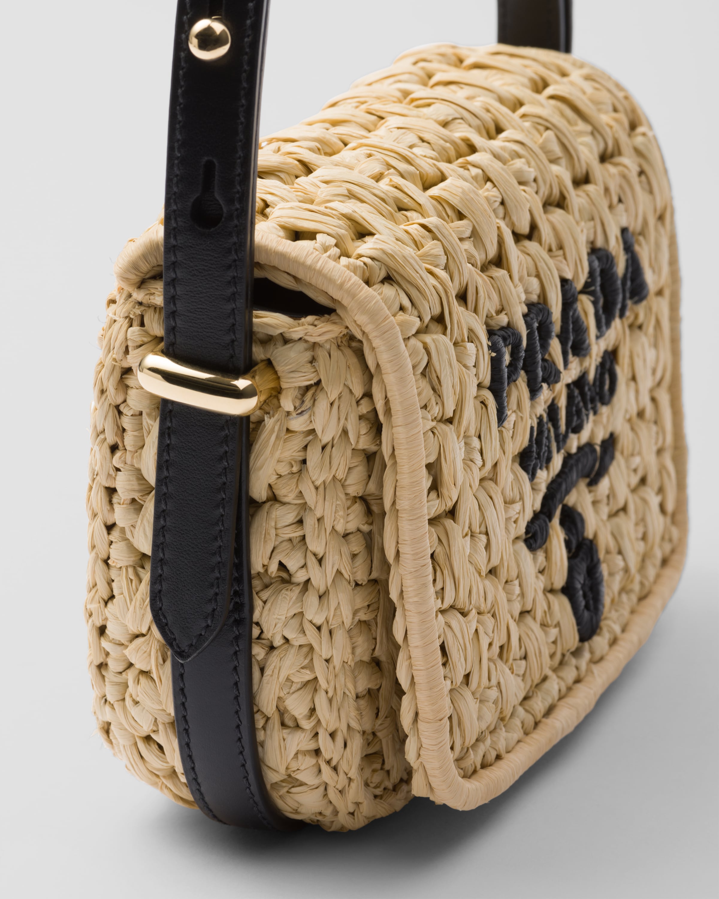 PRADA Crochet and leather shoulder bag 1BD362_2M2T_F0I55_V_OOB