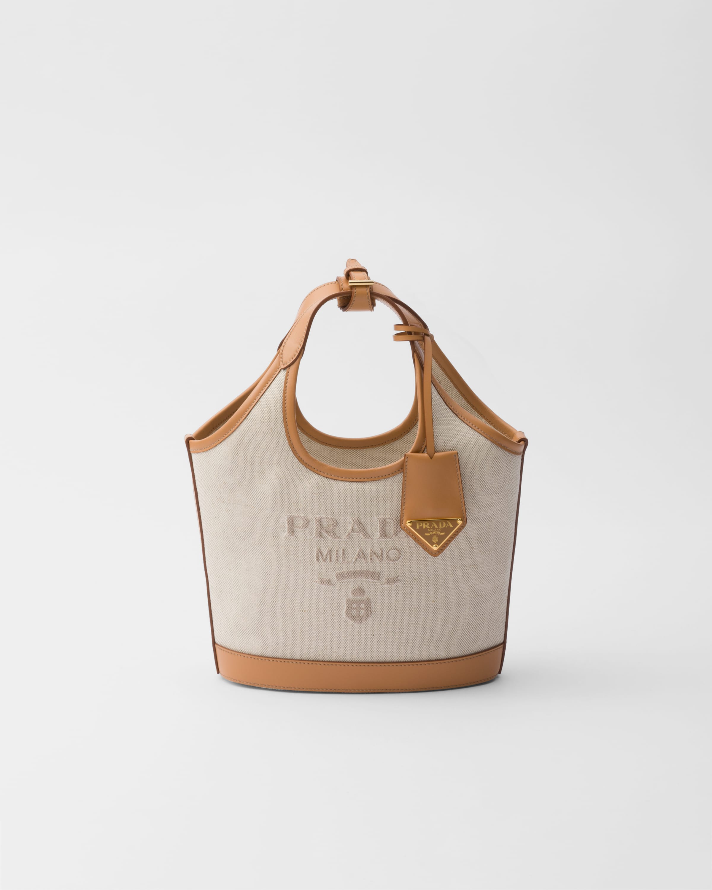 PRADA Linen blend and leather mini-buckle bag 1BE074_2DLI_F0018_V_OAH