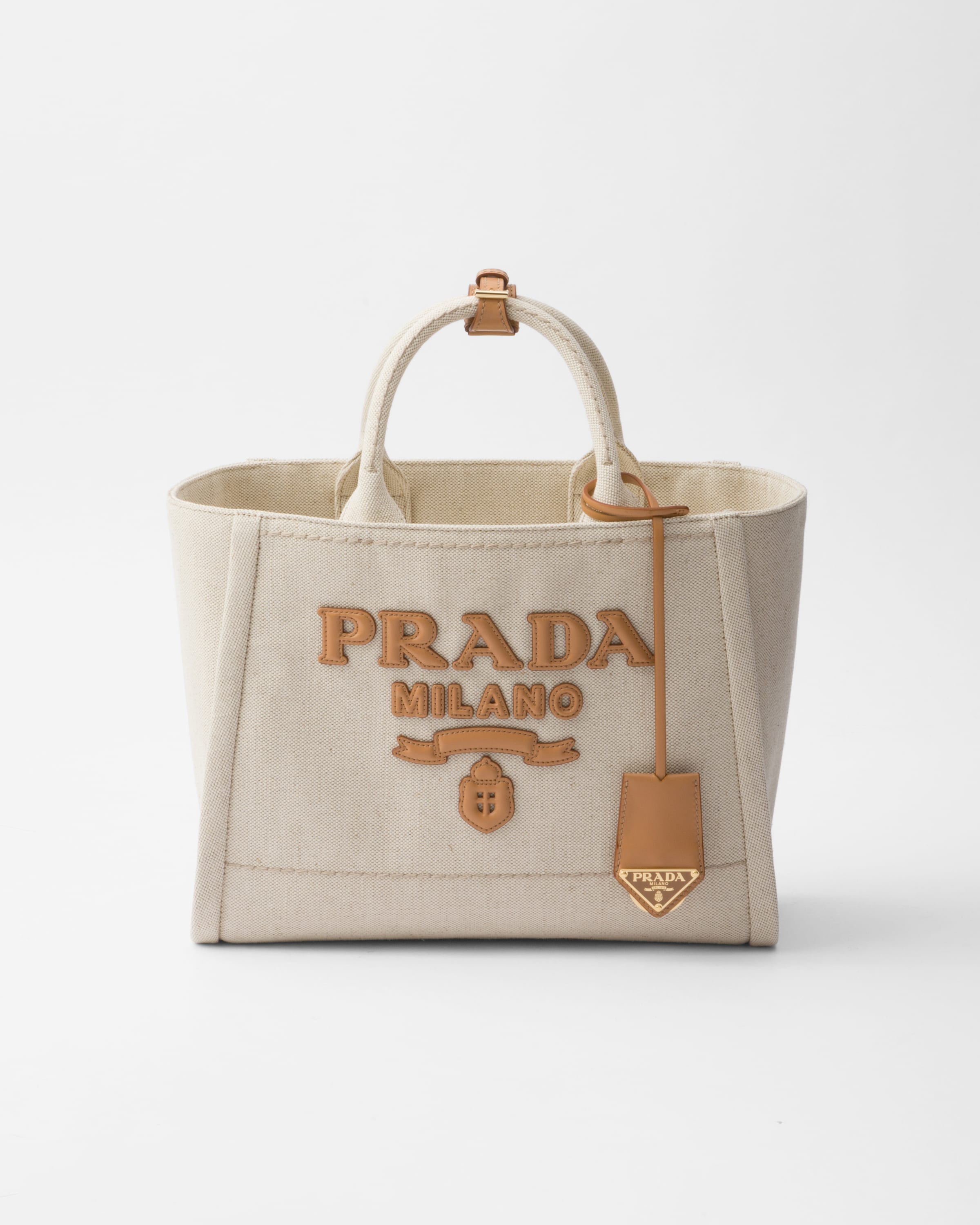 PRADA Medium linen blend tote bag 1BG474_2DLI_F0018_V_OHO