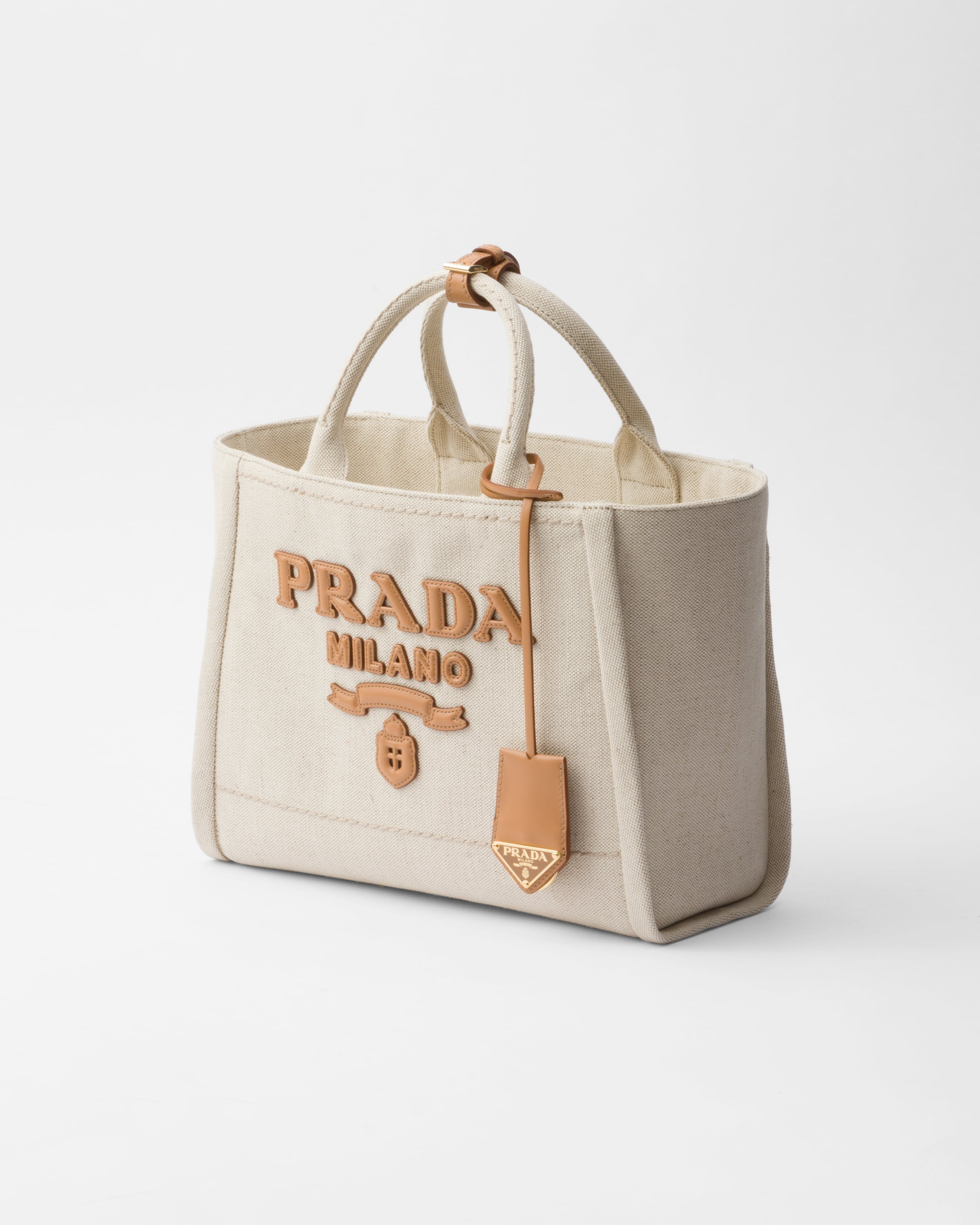 PRADA Medium linen blend tote bag 1BG474_2DLI_F0018_V_OHO