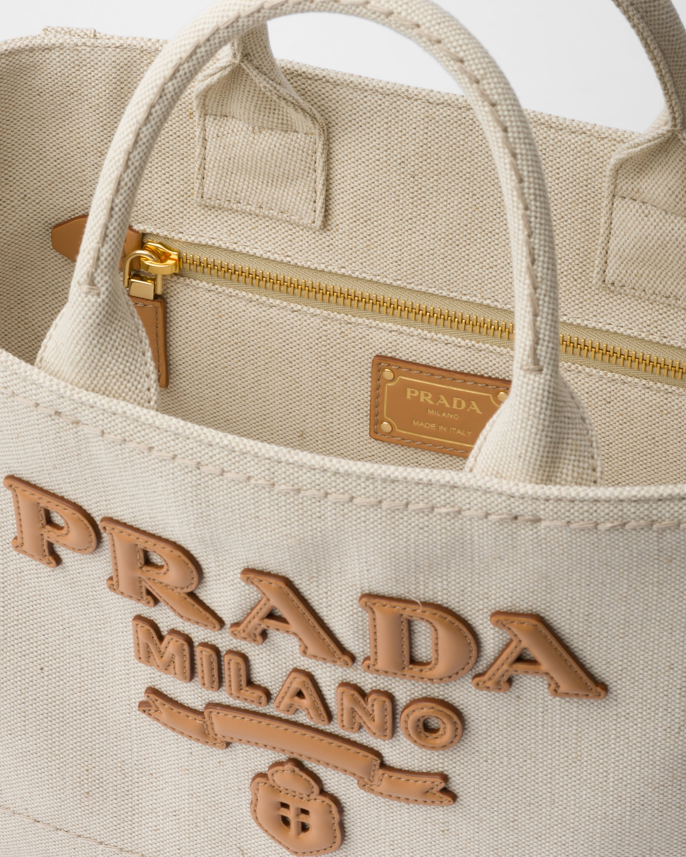 PRADA Medium linen blend tote bag 1BG474_2DLI_F0018_V_OHO