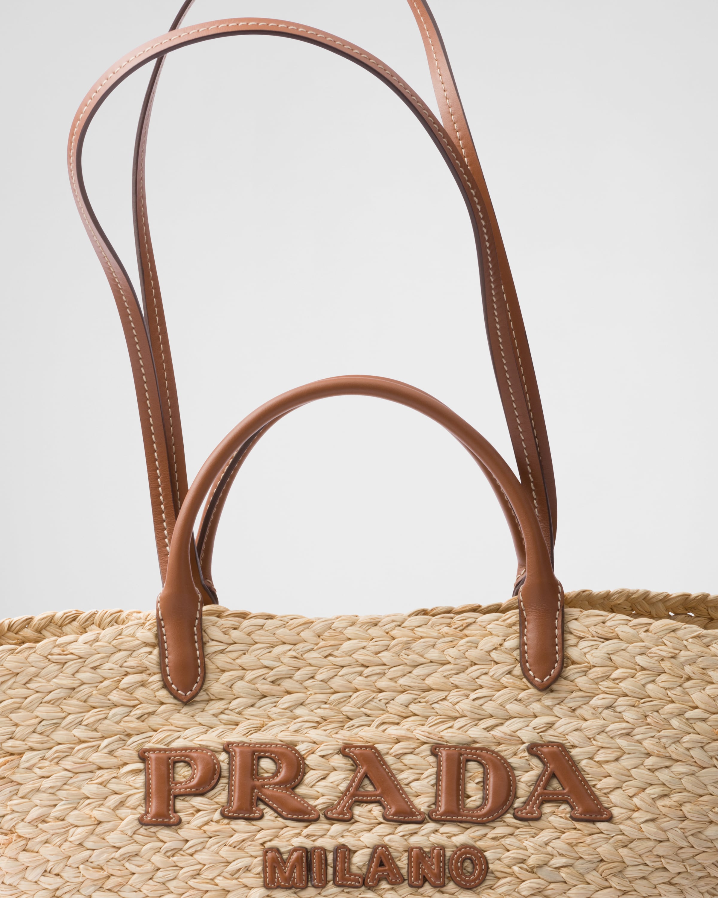 PRADA Large raffia and leather shopping bag 1BG470_2CXQ_F0A5T_V_GOO