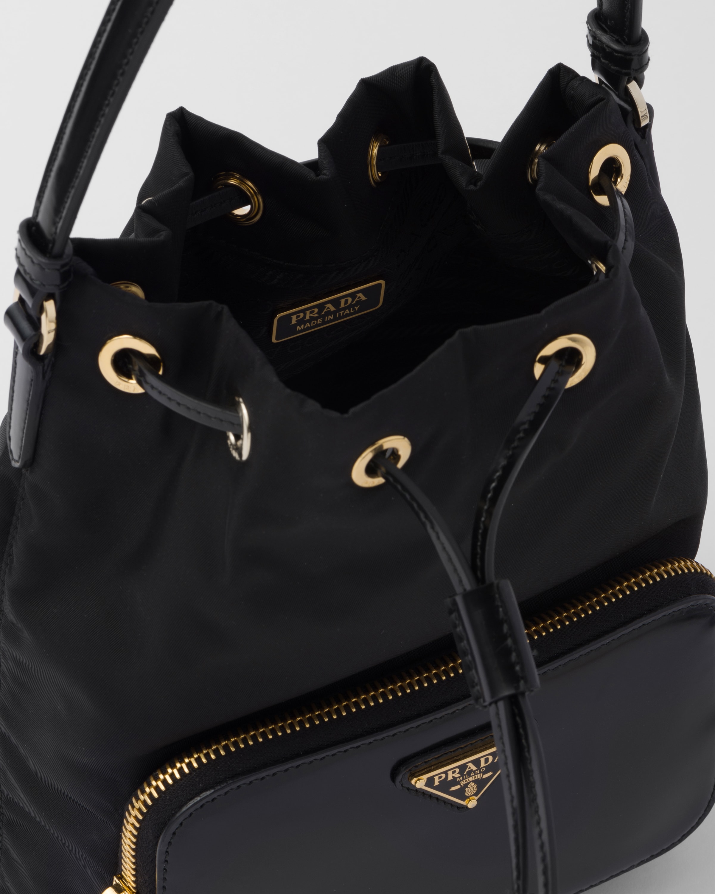 PRADA Duet Re-Nylon and brushed bucket bag 1BH038_R789_F0002_V_UOM