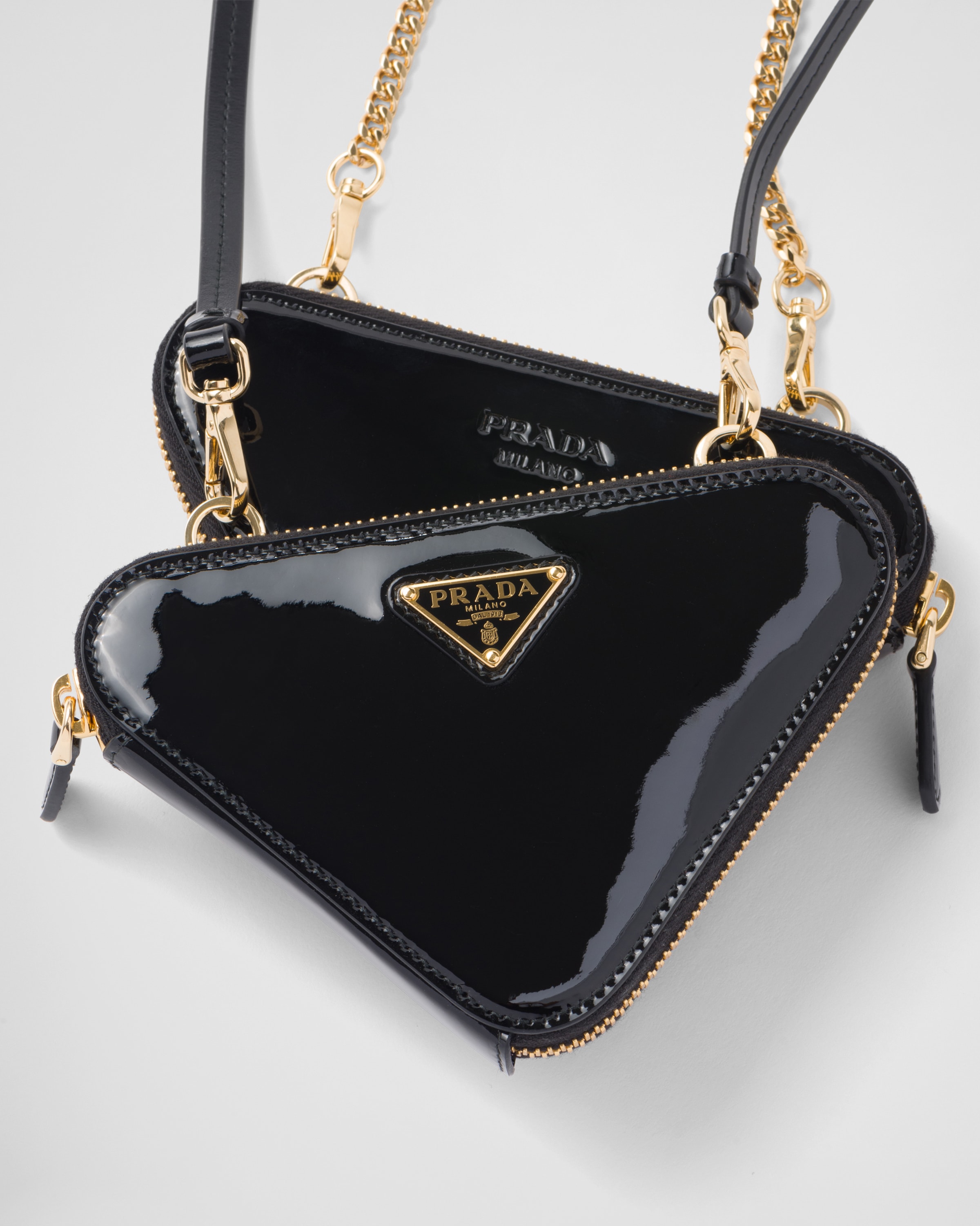 PRADA Triangular patent leather mini pouch 1NR015_069_F03KJ