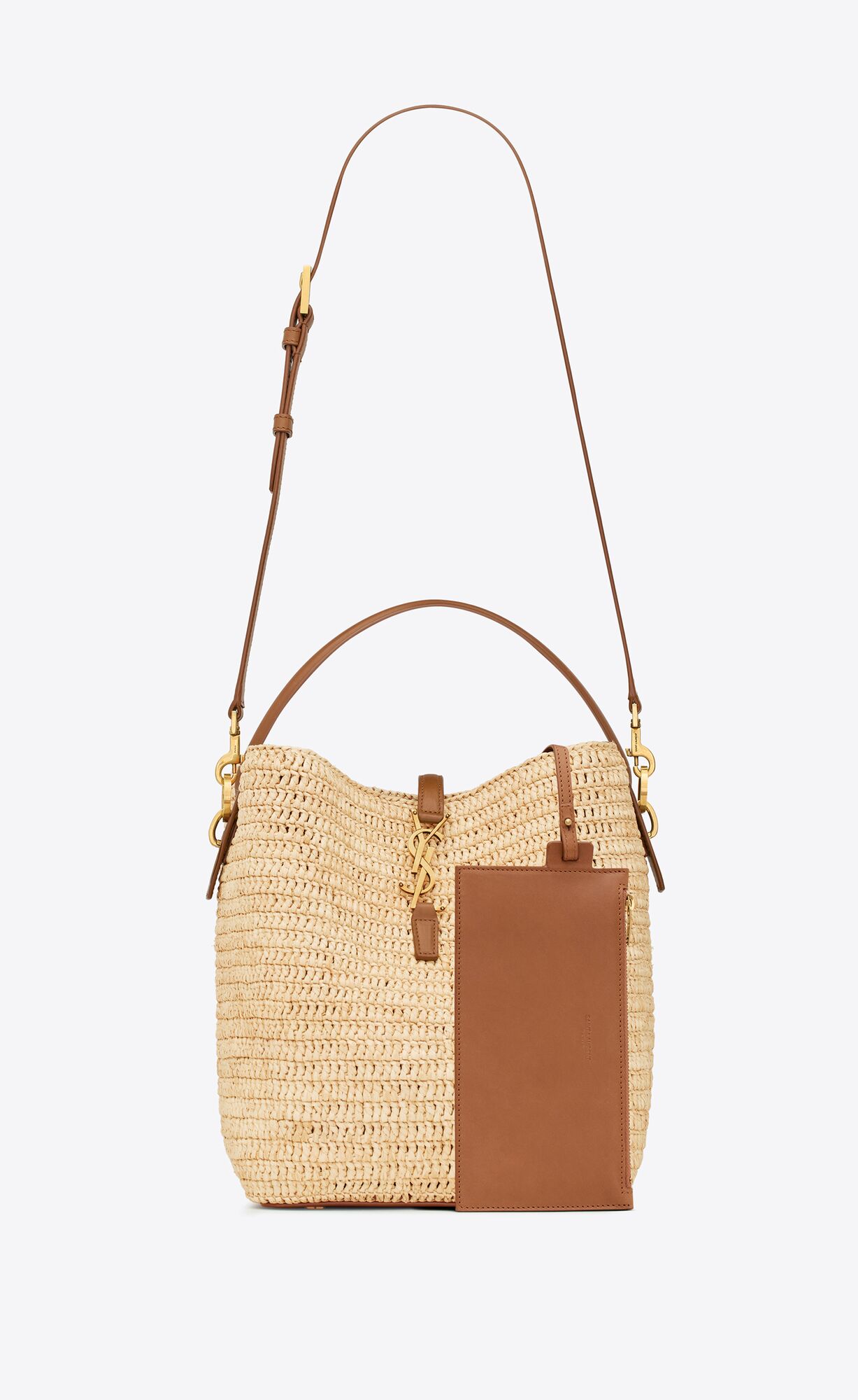 YSL le 37 in woven raffia and vegetable-tanned leather bags 773991GAAD72080