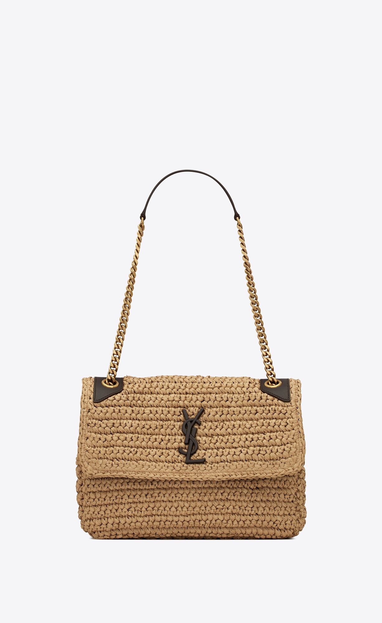 YSL niki medium chain bag in raffia and leather bags 633187GG66W7069