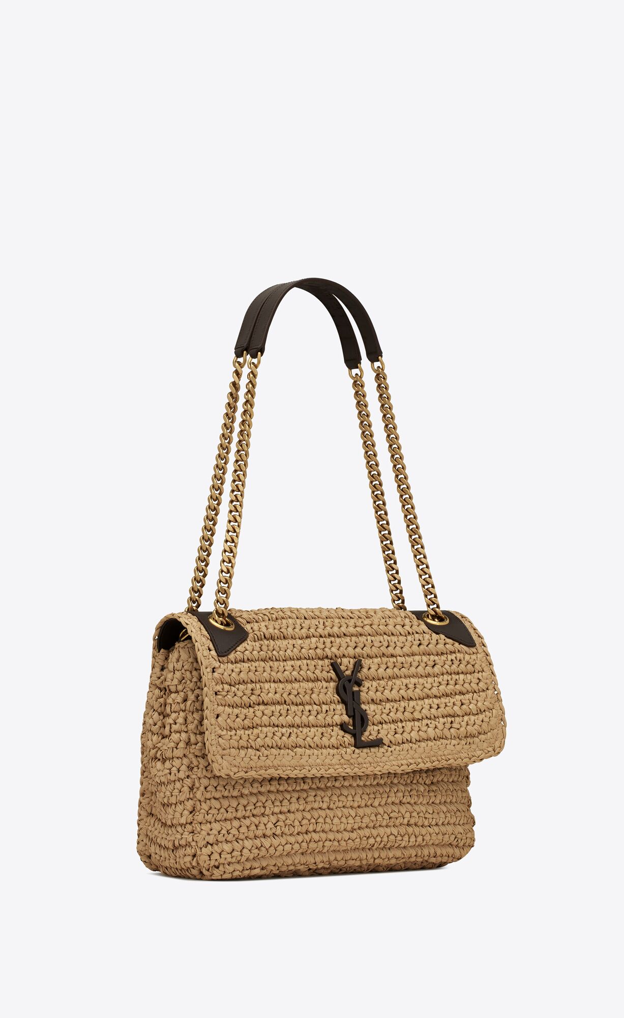 YSL niki medium chain bag in raffia and leather bags 633187GG66W7069