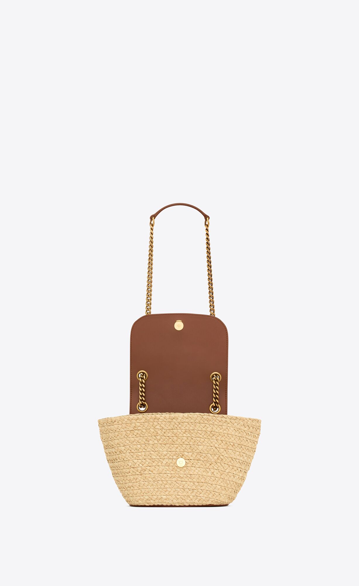 YSL mini manon in raffia and aged vegetable-tanned leather bags 774269GAAED9051