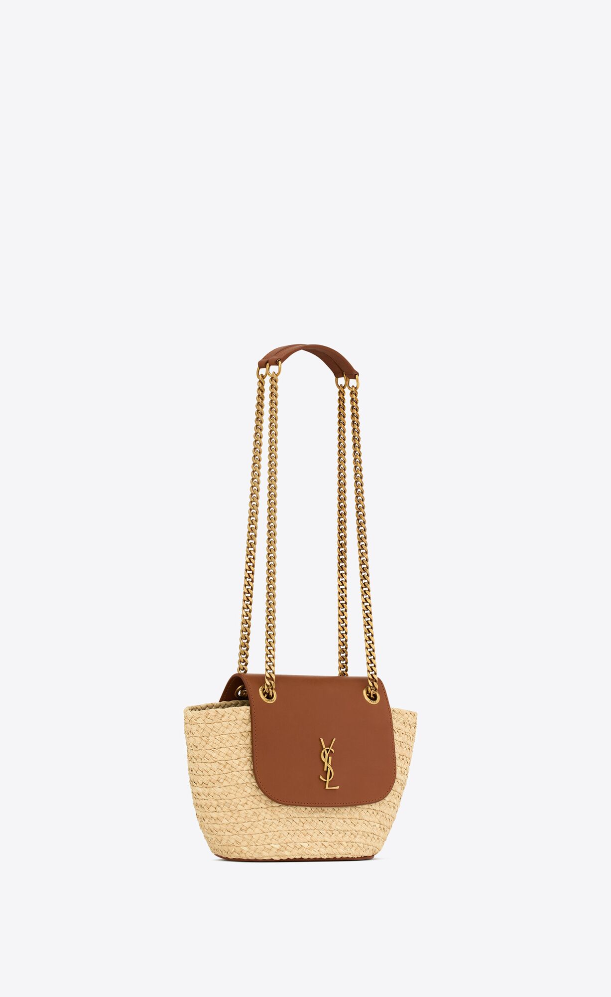 YSL mini manon in raffia and aged vegetable-tanned leather bags 774269GAAED9051